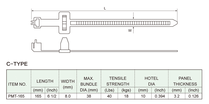 PUSH MOUNT TIES规格C