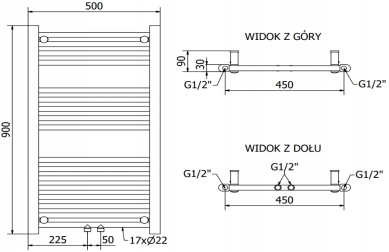 Steel Towel Round Rail in 900mm Height