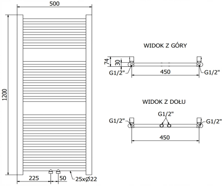 Steel Towel Rail in 1200mm